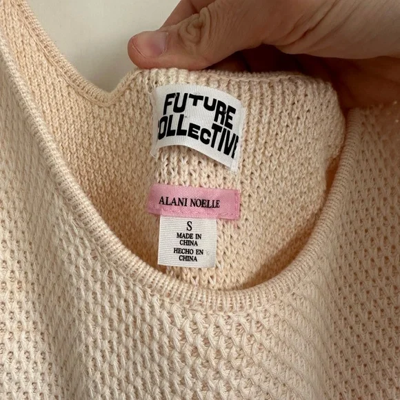 Future Collective with Alani Noelle Crochet Fringe Hem Boho Midi Dress Tan - Picture 3 of 5